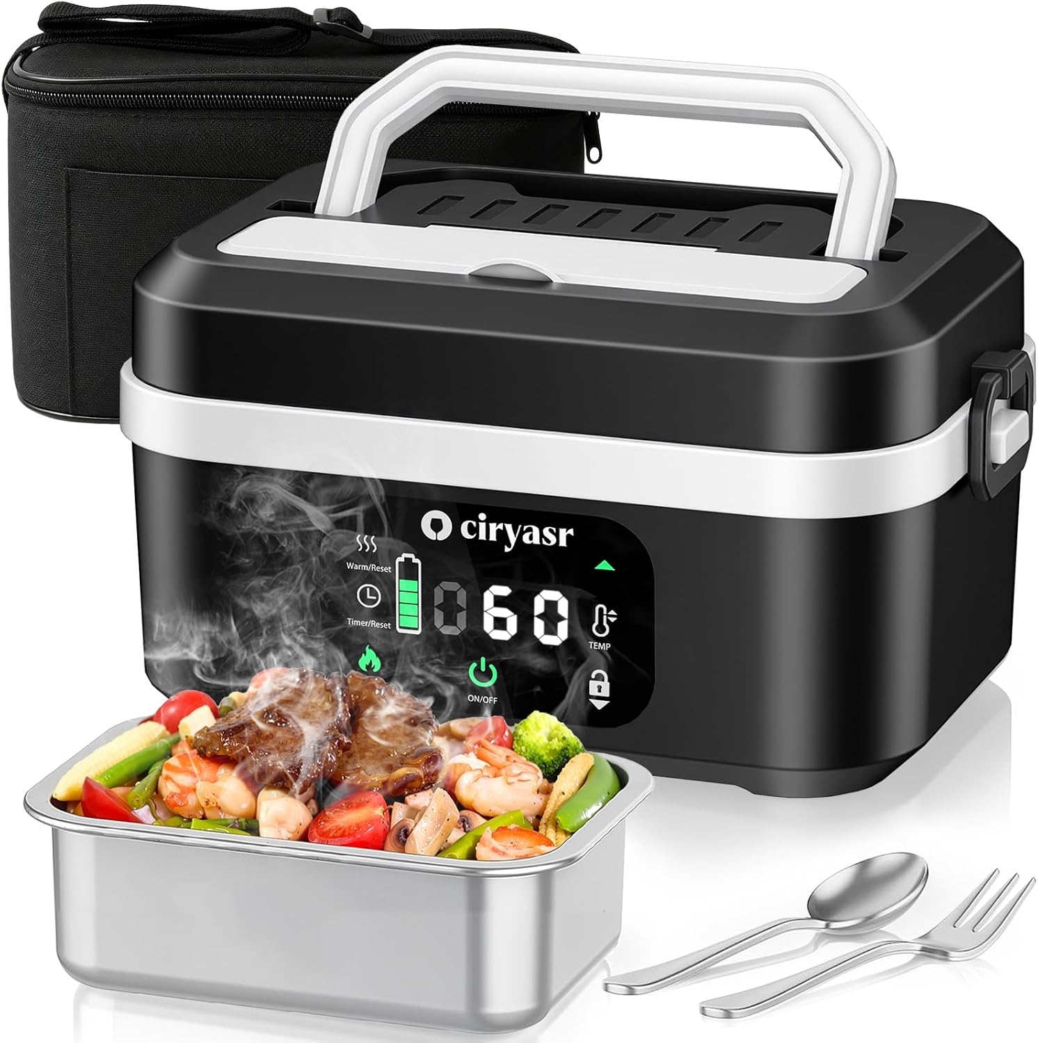 Battery Case Storage - Mocny elektryczny podgrzewany lunch box, 1.35L,